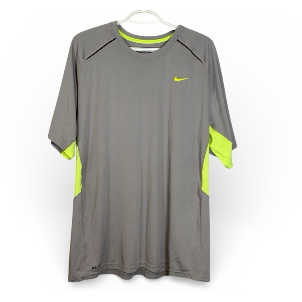 Nike Dri-FIT Men's T-Shirt XL Gray Neon Athletic Performance Tee